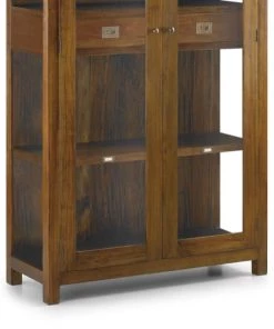 MOYCOR Vitrines Vitrine En Bois D'acajou Marron 100x190 -Vaisseliers Soldes Magasin vitrine en bois d acajou marron 100x190 3