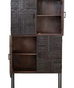 GINER Y COLOMER Vitrines Vitrine En Bois De Manguier Et Pieds En Métal En Noyer Foncé -Vaisseliers Soldes Magasin vitrine en bois de manguier et pieds en metal en noyer fonce 2