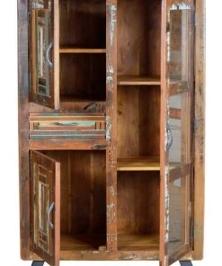 GINER Y COLOMER Vitrines Vitrine En Bois De Manguier Et Pieds En Métal Multicolore -Vaisseliers Soldes Magasin vitrine en bois de manguier et pieds en metal multicolore 2