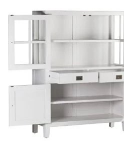 MOYCOR Vitrines Vitrine En Bois De Mindi Blanc H145 -Vaisseliers Soldes Magasin vitrine en bois de mindi blanc h145 3