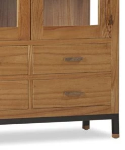 MOYCOR Vitrines Vitrine En Bois De Mindi Marron Et Métal Noir L100 -Vaisseliers Soldes Magasin vitrine en bois de mindi marron et metal noir l100 2