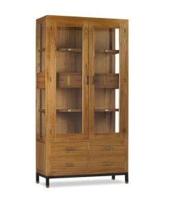 MOYCOR Vitrines Vitrine En Bois De Mindi Marron Et Métal Noir L100