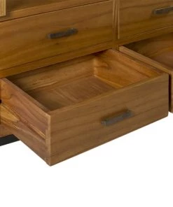 MOYCOR Vitrines Vitrine En Bois De Mindi Marron Et Métal Noir L100 -Vaisseliers Soldes Magasin vitrine en bois de mindi marron et metal noir l100 3