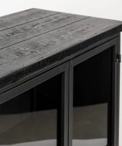 Drawer Vitrines Vitrine En Bois Et Métal à Roulettes H105cm Noir -Vaisseliers Soldes Magasin vitrine en bois et metal a roulettes h105cm noir 3