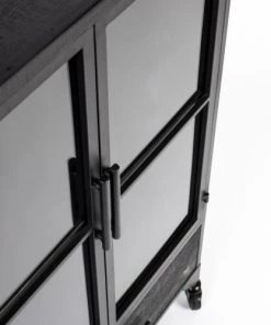 Drawer Vitrines Vitrine En Bois Et Métal à Roulettes H105cm Noir -Vaisseliers Soldes Magasin vitrine en bois et metal a roulettes h105cm noir 4