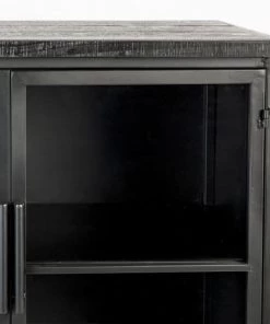 Drawer Vitrines Vitrine En Bois Et Métal à Roulettes H133cm Noir -Vaisseliers Soldes Magasin vitrine en bois et metal a roulettes h133cm noir 3