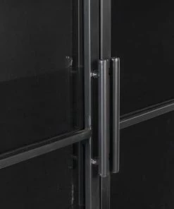 Drawer Vitrines Vitrine En Bois Et Métal à Roulettes H133cm Noir -Vaisseliers Soldes Magasin vitrine en bois et metal a roulettes h133cm noir 5