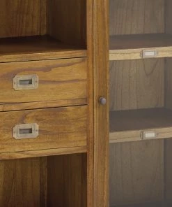 MOYCOR Vitrines Vitrine En Bois Marron -Vaisseliers Soldes Magasin vitrine en bois marron 14