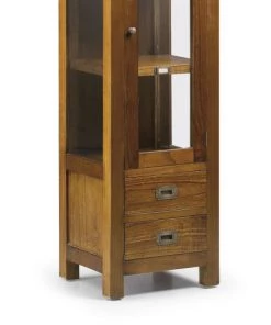 MOYCOR Vitrines Vitrine En Bois Marron -Vaisseliers Soldes Magasin vitrine en bois marron 2