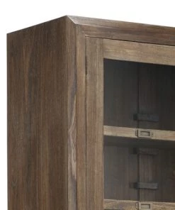 MOYCOR Vitrines Vitrine En Bois Marron 3 Tiroirs H190 -Vaisseliers Soldes Magasin vitrine en bois marron 3 tiroirs h190 2