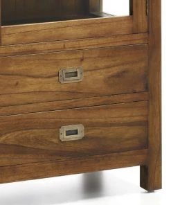 MOYCOR Vitrines Vitrine En Bois Marron H155 -Vaisseliers Soldes Magasin vitrine en bois marron h155 5