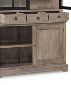 MOYCOR Vitrines Vitrine En Bois Massif Marron L 130 Cm  -Vaisseliers Soldes Magasin vitrine en bois massif marron l 130 cm 5