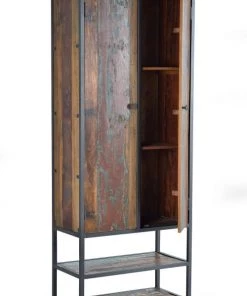 GINER Y COLOMER Vitrines Vitrine En Bois Recyclé Et Pieds En Métal Multicolore -Vaisseliers Soldes Magasin vitrine en bois recycle et pieds en metal multicolore 2