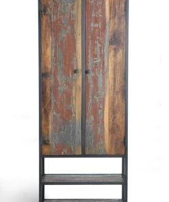 GINER Y COLOMER Vitrines Vitrine En Bois Recyclé Et Pieds En Métal Multicolore