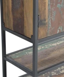 GINER Y COLOMER Vitrines Vitrine En Bois Recyclé Et Pieds En Métal Multicolore -Vaisseliers Soldes Magasin vitrine en bois recycle et pieds en metal multicolore 3