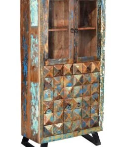 GINER Y COLOMER Vitrines Vitrine En Bois Recyclé, Finition Multicolore -Vaisseliers Soldes Magasin vitrine en bois recycle finition multicolore 2