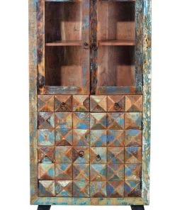 GINER Y COLOMER Vitrines Vitrine En Bois Recyclé, Finition Multicolore