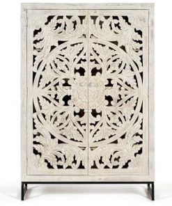 GINER Y COLOMER Vitrines Vitrine En Manguier Et Pieds En Métal Blanc Vieilli