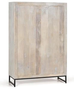 GINER Y COLOMER Vitrines Vitrine En Manguier Et Pieds En Métal Blanc Vieilli -Vaisseliers Soldes Magasin vitrine en manguier et pieds en metal blanc vieilli 3