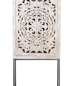 GINER Y COLOMER Vitrines Vitrine En Manguier, Pieds Métal Blanc Et Gris Vieilli