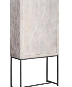 GINER Y COLOMER Vitrines Vitrine En Manguier, Pieds Métal Blanc Et Gris Vieilli -Vaisseliers Soldes Magasin vitrine en manguier pieds metal blanc et gris vieilli 3