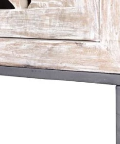 GINER Y COLOMER Vitrines Vitrine En Manguier, Pieds Métal Blanc Et Gris Vieilli -Vaisseliers Soldes Magasin vitrine en manguier pieds metal blanc et gris vieilli 4