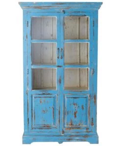 Maisons Du Monde Vitrines Vitrine En Manguier Turquoise Effet Vieilli L 105 Cm