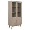 Toilinux Vitrines Vitrine En Mdf Et Verre 4 Portes Et 4 étagères Beige