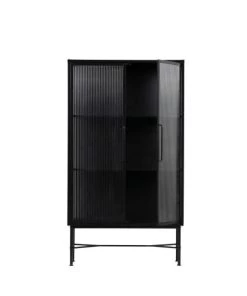 Woood Vitrines Vitrine En Métal Et Verre Strié Noir -Vaisseliers Soldes Magasin vitrine en metal et verre strie noir 2