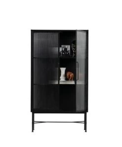 Woood Vitrines Vitrine En Métal Et Verre Strié Noir -Vaisseliers Soldes Magasin vitrine en metal et verre strie noir 3