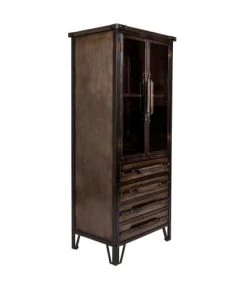 Drawer Vitrines Vitrine En Métal Marron 127 X 54 X 40 -Vaisseliers Soldes Magasin vitrine en metal marron 127 x 54 x 40 3