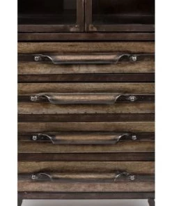 Drawer Vitrines Vitrine En Métal Marron 127 X 54 X 40 -Vaisseliers Soldes Magasin vitrine en metal marron 127 x 54 x 40 5