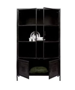 Woood Vitrines Vitrine En Métal Noir -Vaisseliers Soldes Magasin vitrine en metal noir 3