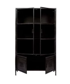 Woood Vitrines Vitrine En Métal Noir -Vaisseliers Soldes Magasin vitrine en metal noir 4