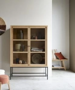 Tikamoon Vaisseliers Vitrine Haute En Chêne Massif