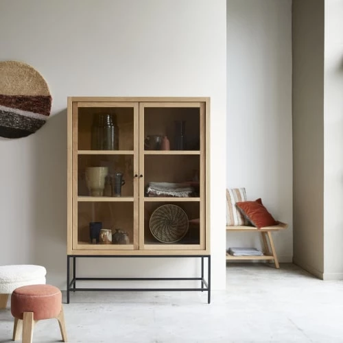 Tikamoon Vaisseliers Vitrine Haute En Chêne Massif 1 Tikamoon Vaisseliers Vitrine Haute En Chêne Massif