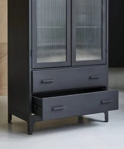 Tikamoon Vaisseliers Vitrine Haute En Métal -Vaisseliers Soldes Magasin vitrine haute en metal 4