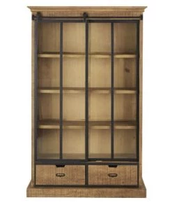 Maisons Du Monde Vitrines Vitrine Industrielle 1 Porte Coulissante 2 Tiroirs Bicolore
