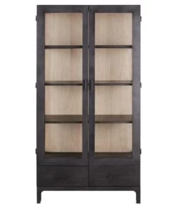 Maisons Du Monde Vitrines Vitrine Industrielle 2 Portes 2 Tiroirs En Métal Noir Mat