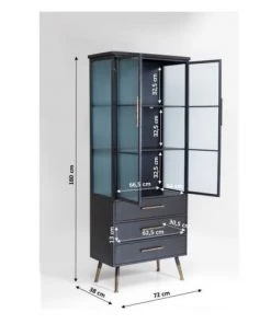 Kare Design Vitrines Vitrine Industrielle 2 Portes 3 Tiroirs En Acier Et Verre -Vaisseliers Soldes Magasin vitrine industrielle 2 portes 3 tiroirs en acier et verre 4