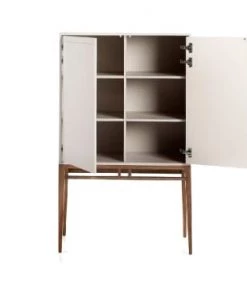 Angel Cerda Vitrines Vitrine MDF Brillant RAL7044 Et Placage Noyer -Vaisseliers Soldes Magasin vitrine mdf brillant ral7044 et placage noyer 2