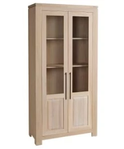 Hellin Vitrines Vitrine Moderne En Chêne Blanchi -Vaisseliers Soldes Magasin vitrine moderne en chene blanchi 2