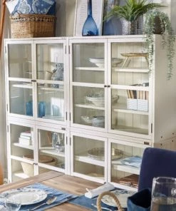Robin Des Bois Vitrines Vitrine Modulable 4 Portes Vitrées 4 Tablettes Blanche -Vaisseliers Soldes Magasin vitrine modulable 4 portes vitrees 4 tablettes blanche 2