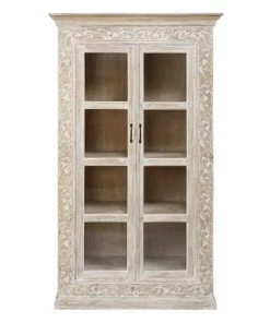 Maisons Du Monde Vitrines Vitrine Sculptée 2 Portes En Manguier Massif Blanchi