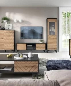 Best Mobilier Vitrines Vitrine Style Industriel 54 Cm Noir / Bois -Vaisseliers Soldes Magasin vitrine style industriel 54 cm noir bois 2