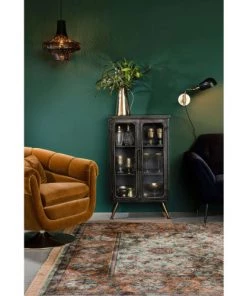 Dutchbone Vitrines Vitrine Style Industriel En Métal Noir Patiné -Vaisseliers Soldes Magasin vitrine style industriel en metal noir patine 3