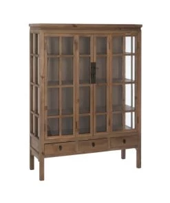 Calicosy Vaisseliers Vitrine Vaisselier Bois/Verre Naturel - Marron