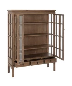 Calicosy Vaisseliers Vitrine Vaisselier Bois/Verre Naturel - Marron -Vaisseliers Soldes Magasin vitrine vaisselier bois verre naturel marron 3