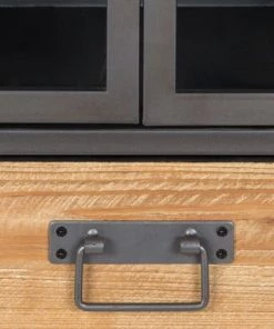 Drawer Vitrines Vitrine Vintage Effet Bois Et Métal -Vaisseliers Soldes Magasin vitrine vintage effet bois et metal 2