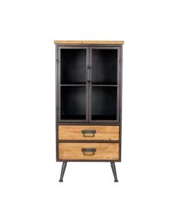 Drawer Vitrines Vitrine Vintage Effet Bois Et Métal
